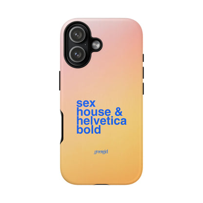 Sex, House, & Helvetica Bold iPhone Case