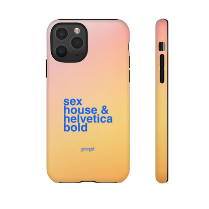 Sex, House, & Helvetica Bold iPhone Case