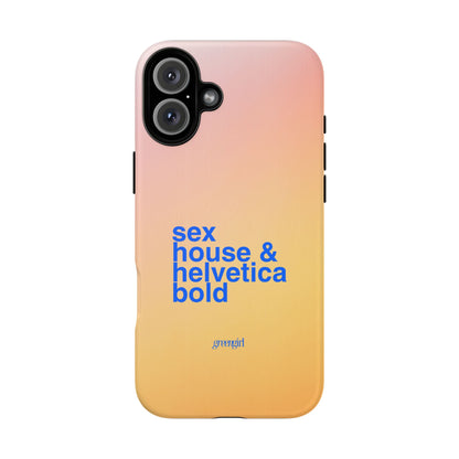 Sex, House, & Helvetica Bold iPhone Case