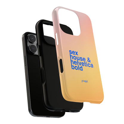 Sex, House, & Helvetica Bold iPhone Case