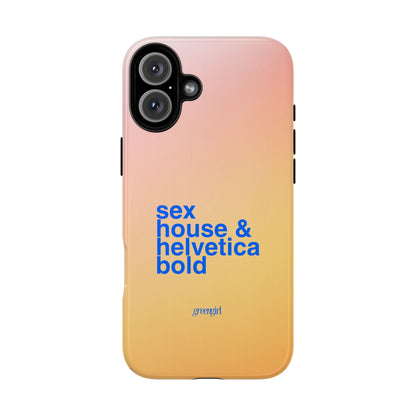 Sex, House, & Helvetica Bold iPhone Case