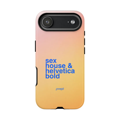 Sex, House, & Helvetica Bold iPhone Case