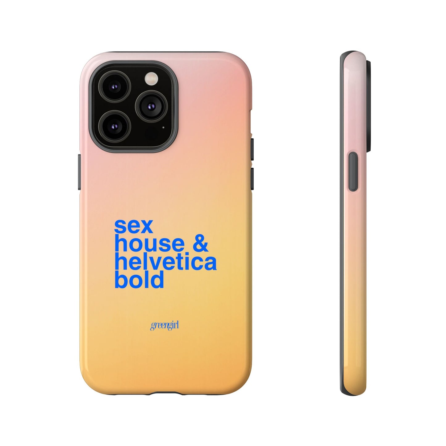 Sex, House, & Helvetica Bold iPhone Case