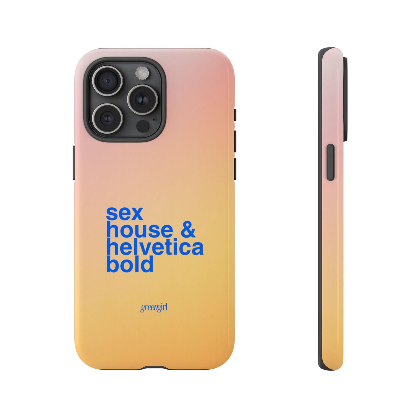 Sex, House, & Helvetica Bold iPhone Case