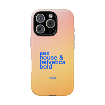 Sex, House, & Helvetica Bold iPhone Case