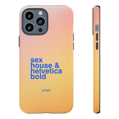 Sex, House, & Helvetica Bold iPhone Case