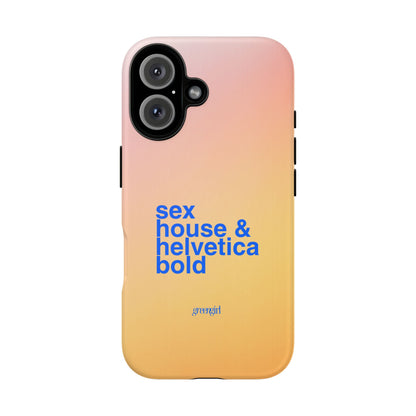Sex, House, & Helvetica Bold iPhone Case