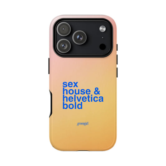 Sex, House, & Helvetica Bold iPhone Case