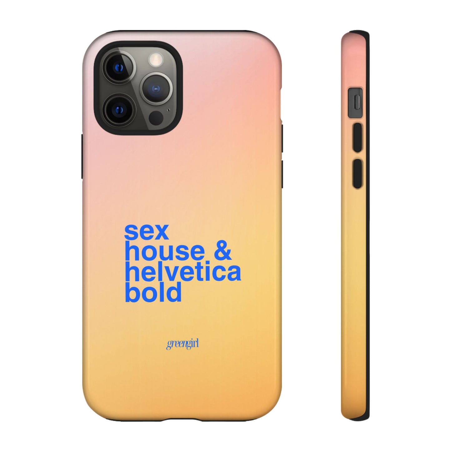 Sex, House, & Helvetica Bold iPhone Case