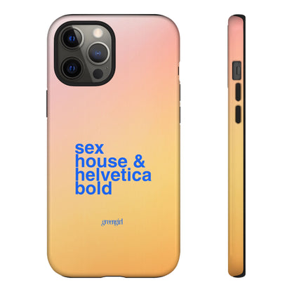 Sex, House, & Helvetica Bold iPhone Case