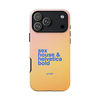 Sex, House, & Helvetica Bold iPhone Case