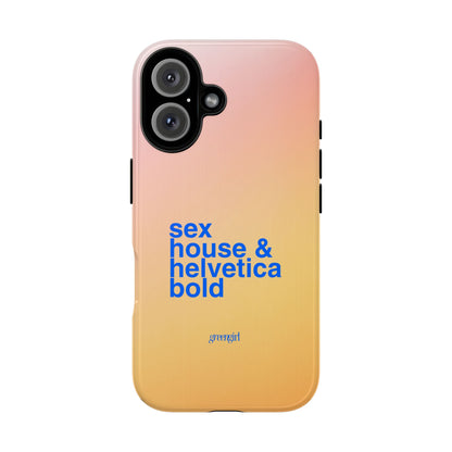 Sex, House, & Helvetica Bold iPhone Case