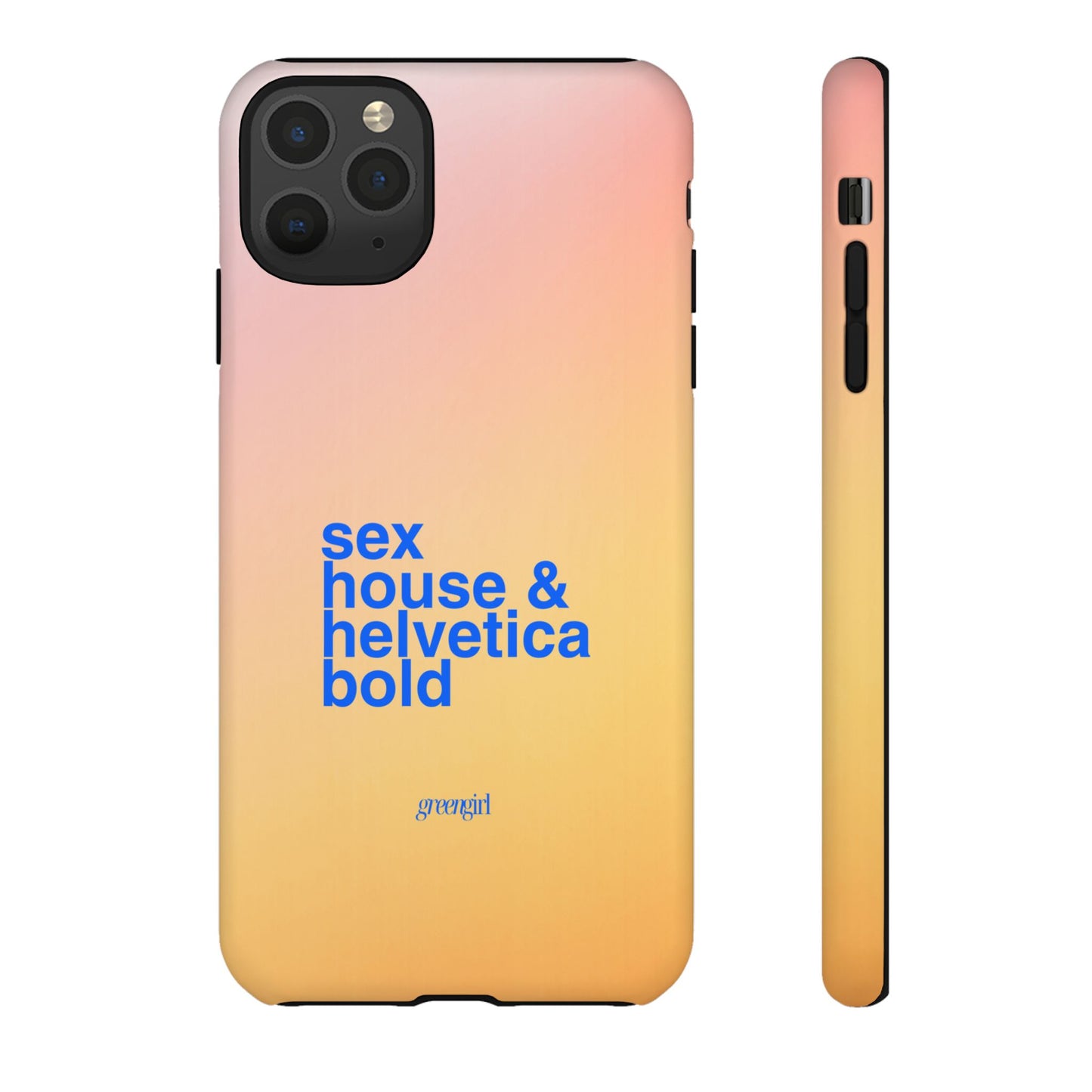 Sex, House, & Helvetica Bold iPhone Case