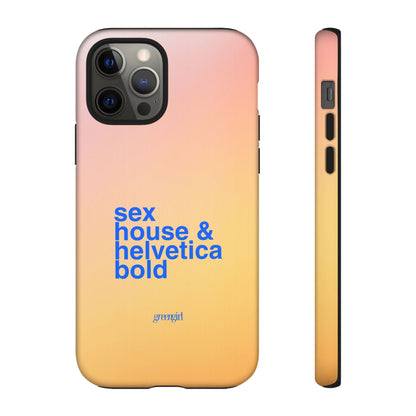Sex, House, & Helvetica Bold iPhone Case