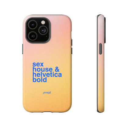 Sex, House, & Helvetica Bold iPhone Case