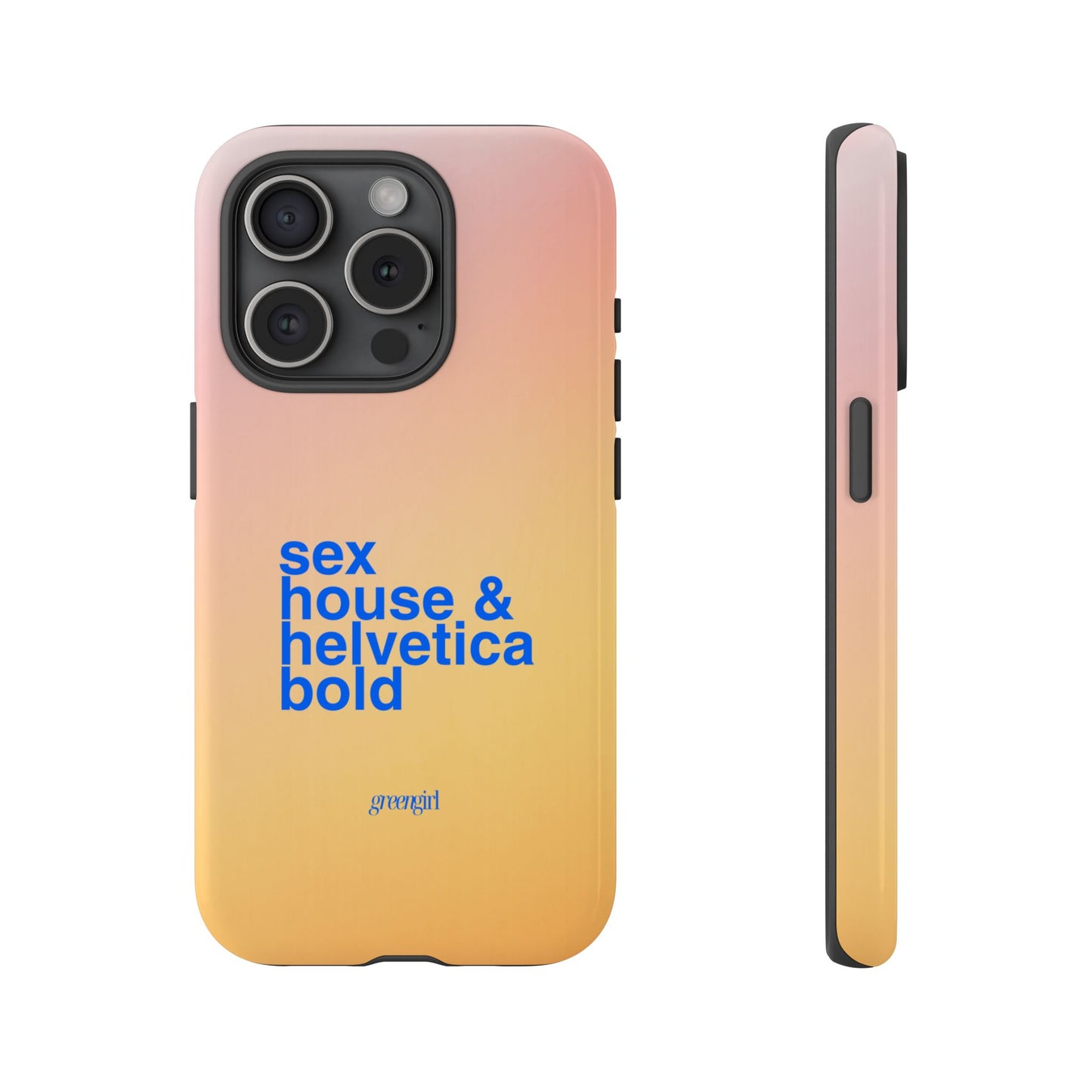 Sex, House, & Helvetica Bold iPhone Case